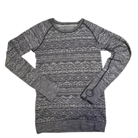 lululemon athletica Gray Patterned Long Sleeve Shirt - Picture 1 of 5